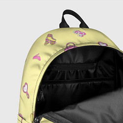 Рюкзак Екатерина - в стиле барби: аксессуары на желтом па, цвет: 3D-принт — фото 2