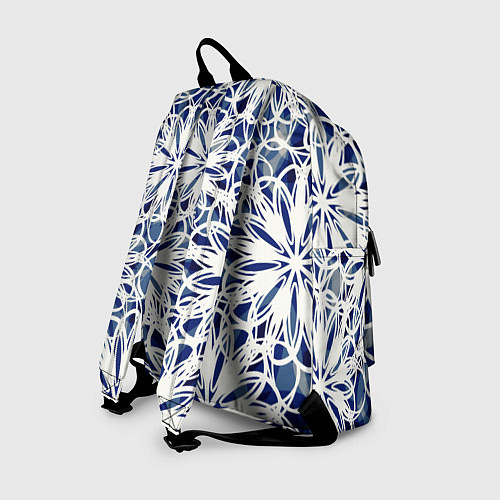 Рюкзак Стилизованные цветы абстракция синее-белый / 3D-принт – фото 2