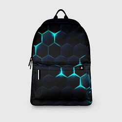 Рюкзак Бирюзовый сквозь чёрные соты, цвет: 3D-принт — фото 2