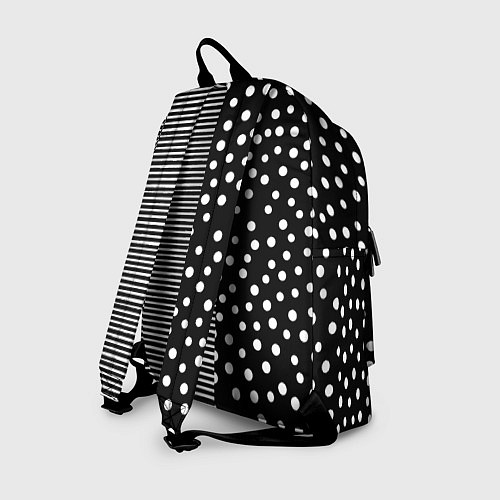 Рюкзак Мелкая полоска и белый горошек на чёрном / 3D-принт – фото 2