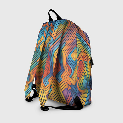 Рюкзак Волнистые линии жёлтые и голубые / 3D-принт – фото 2