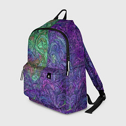 Рюкзак Вьющийся узор фиолетовый и зелёный, цвет: 3D-принт
