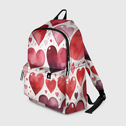 Рюкзак Паттерн акварельные сердечки, цвет: 3D-принт