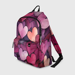 Рюкзак Много акварельных сердец, цвет: 3D-принт