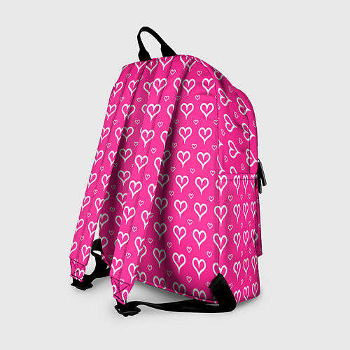 Рюкзак Сердечки паттерн насыщенный розовый / 3D-принт – фото 2