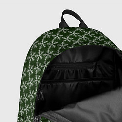 Рюкзак Паттерн снежинки тёмно-зелёный, цвет: 3D-принт — фото 2