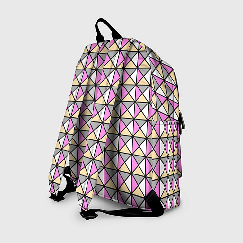 Рюкзак Геометрический треугольники бело-серо-розовый / 3D-принт – фото 2