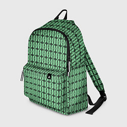 Рюкзак Чёрные узоры на зелёном, цвет: 3D-принт
