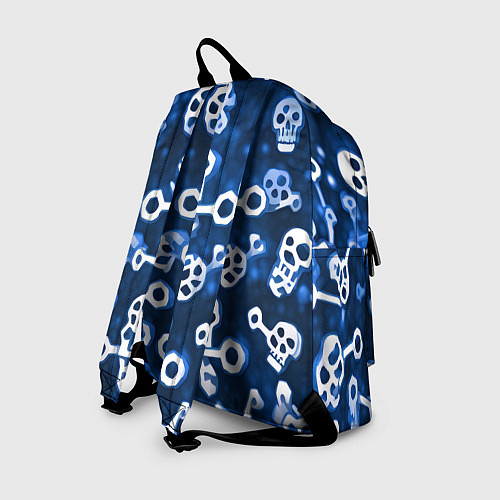 Рюкзак Белые черепки и кости на синем / 3D-принт – фото 2