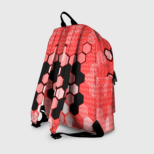 Рюкзак Красная кибер броня hexagons / 3D-принт – фото 2