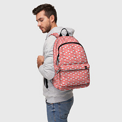 Рюкзак Маленькие сердечки красный полосатый, цвет: 3D-принт — фото 2