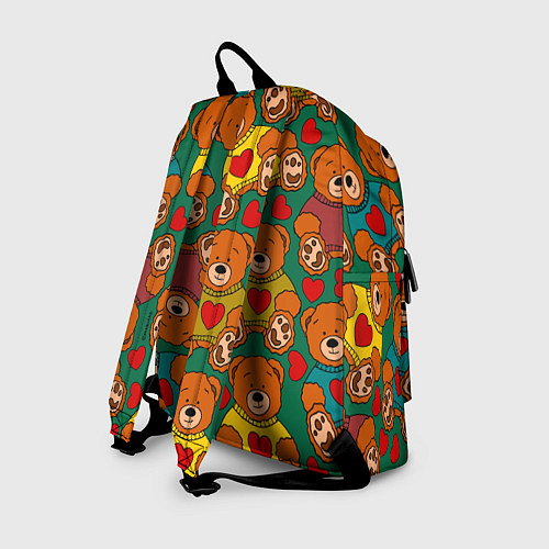Рюкзак Игрушки мишки в цветных свитерах и сердца / 3D-принт – фото 2