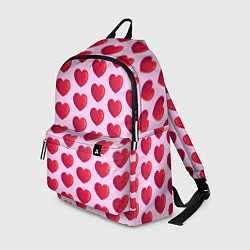 Рюкзак Красные сердца на розовом фоне, цвет: 3D-принт