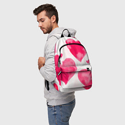 Рюкзак Красные сердечки акварель, цвет: 3D-принт — фото 2