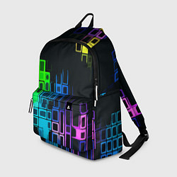 Рюкзак Разноцветные прямоугольники на чёрном фоне, цвет: 3D-принт