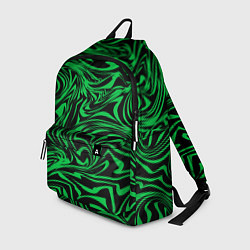 Рюкзак Узор на черном фоне с ярким зеленым абстрактным ди, цвет: 3D-принт