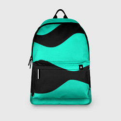 Рюкзак Бирюзовый в чёрные волнистые полосы абстракция, цвет: 3D-принт — фото 2