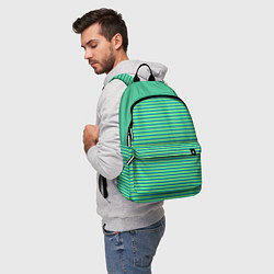 Рюкзак Зелёный в синюю полоску, цвет: 3D-принт — фото 2