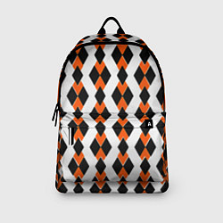 Рюкзак Чёрные и оранжевые ромбы на белом фоне, цвет: 3D-принт — фото 2