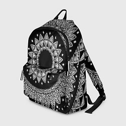 Рюкзак Мандала черно-белая с лепестками, цвет: 3D-принт
