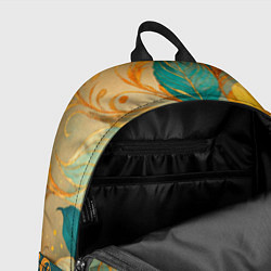 Рюкзак Золотые и бирюзовые листья абстракция, цвет: 3D-принт — фото 2