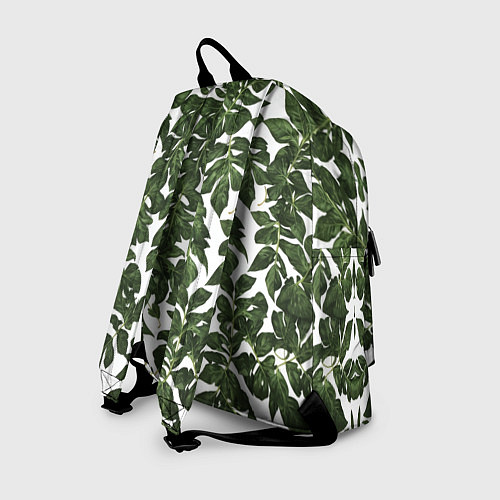 Рюкзак Зеленые листочки на белом фоне / 3D-принт – фото 2