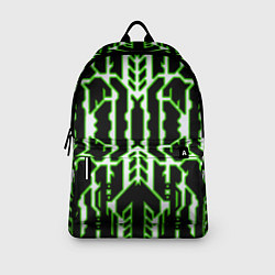 Рюкзак Техно белые линии с зелёной обводкой на чёрном фон, цвет: 3D-принт — фото 2