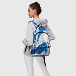 Рюкзак Бело-синий мрамор, цвет: 3D-принт — фото 2