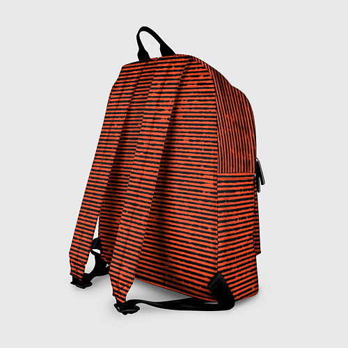 Рюкзак Чёрно-оранжевый полосатый / 3D-принт – фото 2