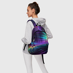 Рюкзак Неоновые лучи на фиолетовом фоне, цвет: 3D-принт — фото 2