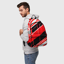 Рюкзак Красно-белые полосы и чёрный фон, цвет: 3D-принт — фото 2