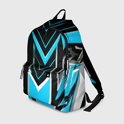 Рюкзак Серо-голубые полосы на чёрном фоне, цвет: 3D-принт