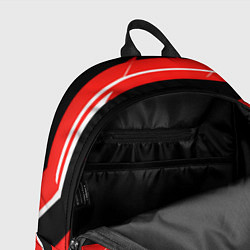 Рюкзак Чёрно-белые полосы на красном фоне, цвет: 3D-принт — фото 2