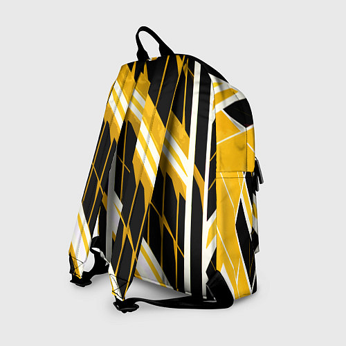 Рюкзак Бело-жёлтые линии на чёрном фоне / 3D-принт – фото 2