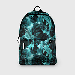 Рюкзак Карпы кои и водопад - бирюзовый неон, цвет: 3D-принт — фото 2