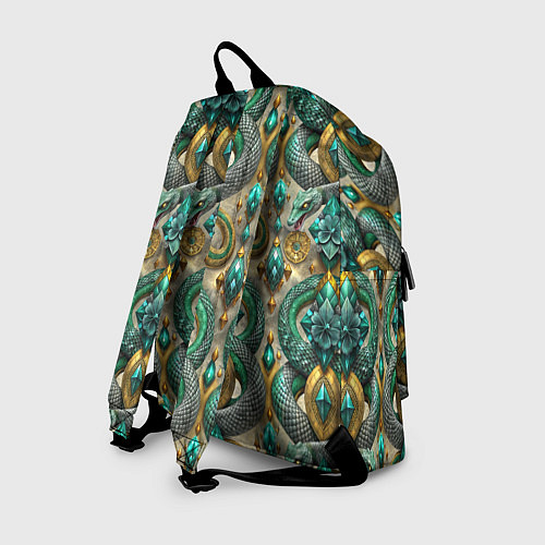 Рюкзак Паттерн зеленые темные змеи / 3D-принт – фото 2