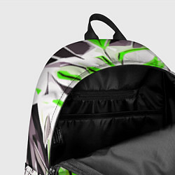 Рюкзак Чёрно-зелёная агрессивная абстракция на белом фоне, цвет: 3D-принт — фото 2