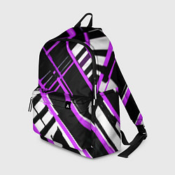 Рюкзак Фиолетово-белые линии на чёрном фоне, цвет: 3D-принт