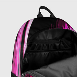 Рюкзак Бело-розовые острые полосы на чёрном фоне, цвет: 3D-принт — фото 2