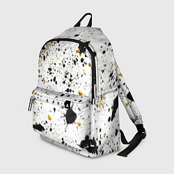 Рюкзак Черные и золотистые пятна краски на белом фоне, цвет: 3D-принт