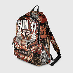 Рюкзак Sum 41 на фоне кролика и гитар, цвет: 3D-принт