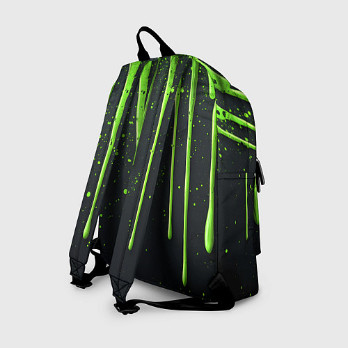 Рюкзак Зеленая краска стекающая на черном фоне / 3D-принт – фото 2