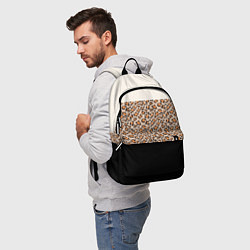Рюкзак Леопардовый паттерн с черной и бежевой полосой, цвет: 3D-принт — фото 2
