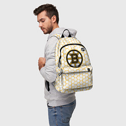 Рюкзак Бостон Брюинз - белые соты, цвет: 3D-принт — фото 2