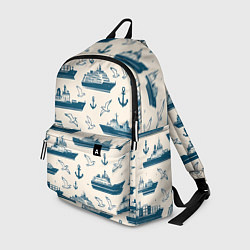 Рюкзак Морской паттерн из чаек, якорей и кораблей, цвет: 3D-принт