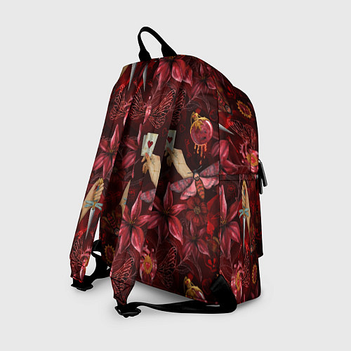 Рюкзак Бордовая готика с сердцем, лилиями и мотыльками / 3D-принт – фото 2