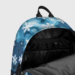 Рюкзак Стилизованный паттерн со снежинками тёмно-синий, цвет: 3D-принт — фото 2