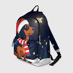 Рюкзак Новогодняя такса и звезды, цвет: 3D-принт