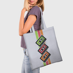 Сумка-шопер Ретро кассеты, цвет: 3D-принт — фото 2