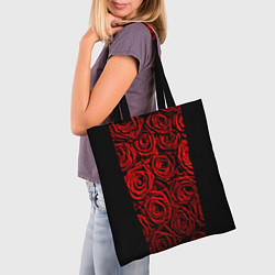 Сумка-шопер Унисекс / Красные розы, цвет: 3D-принт — фото 2